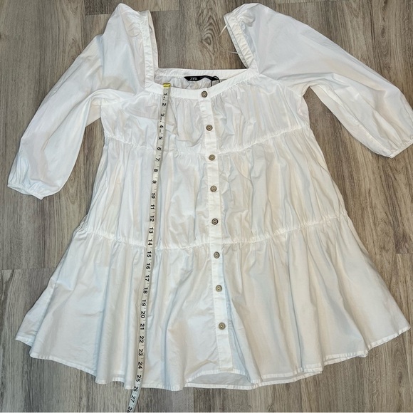 Zara White Long Sleeve Dress - Picture 7 of 9